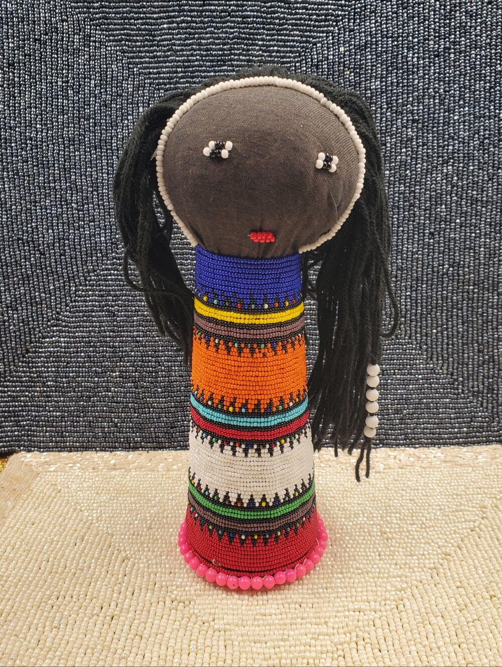 Traditional South African beaded doll, folk art traditions of the Zulu and Ndebe